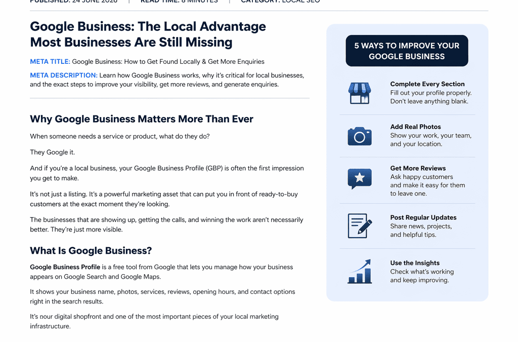Google Business for Local SEO: How to Get More Enquiries in 2026